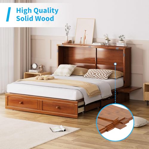 Mjkone Queen Murphy Bed Cabinet with Tri-Folding Mattress, White E6299