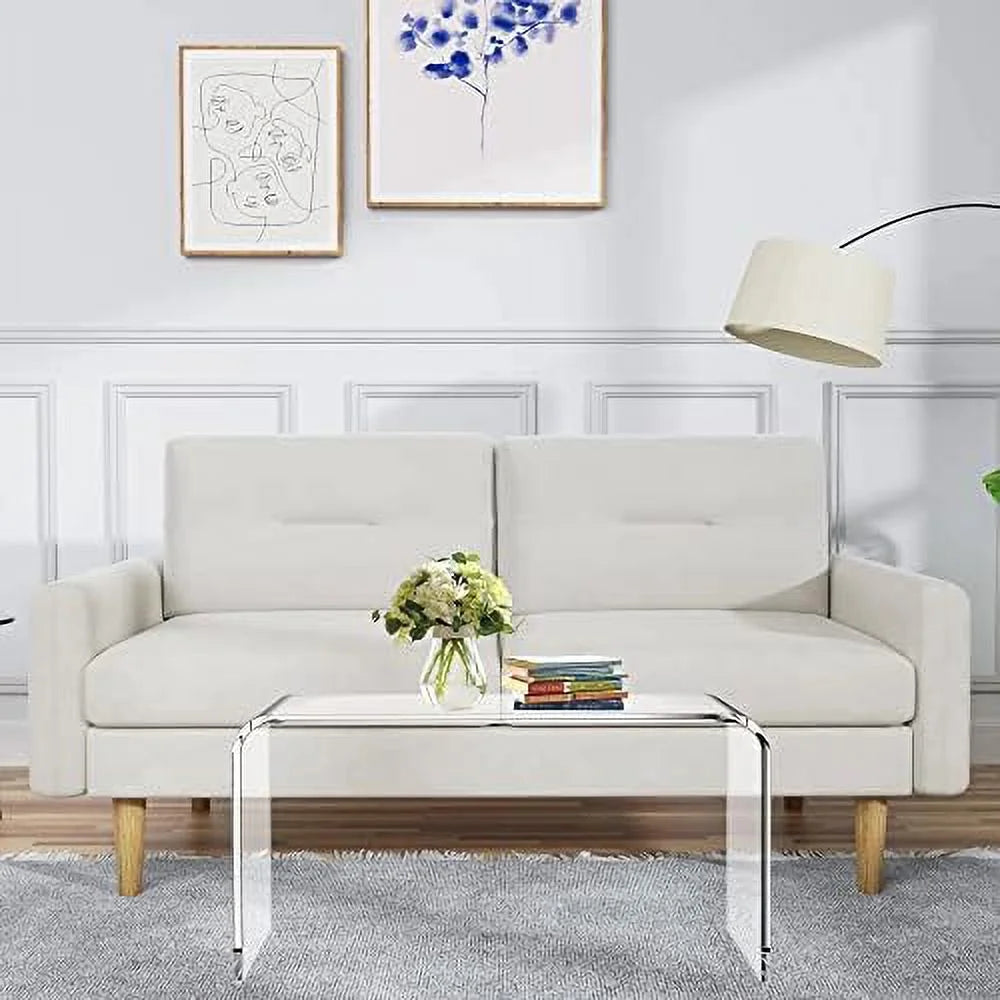 TJUNBOLIFE Acrylic Coffee Table with Waterfall Edges Clear Lucite U704