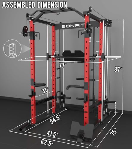 Eonfit E5 Smith Machine with Vertical Leg Press, Power Cage Squat Rack, Home Gym Equipment R390