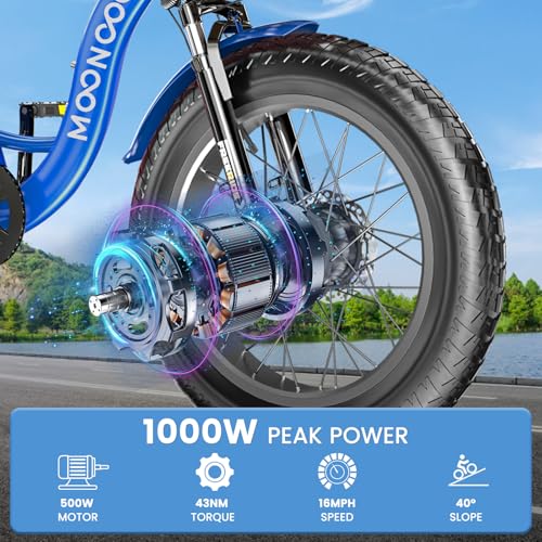 MOONCOOL Electric Tricycle for Adults 350W 36V Removable Battery 7 Speeds P222040