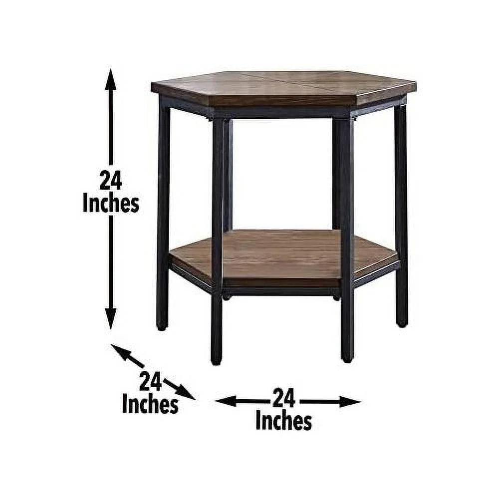 Mocha Hexagonal Iron Base End Table K408