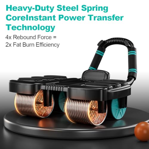 Automatic Rebound Ab Roller Wheel with Elbow Support, 4-Wheel Core Exercise Equipment for Home Gym X959