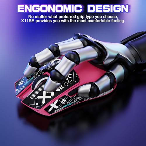 Attack Shark X11SE Wireless Gaming Mouse, Tri-Mode 22K DPI, 59g, Berry Red Y3775