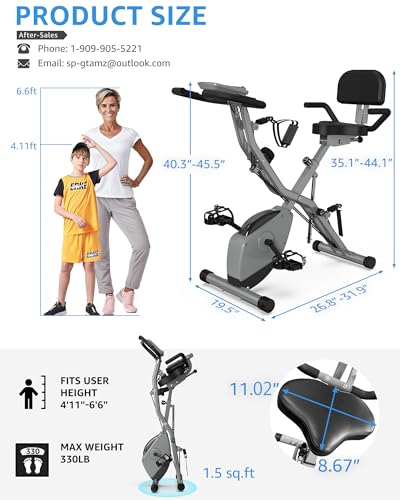Foldable Exercise Bike with 16-Level Magnetic Resistance for Home T532