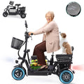 Electric Tricycle for Adults, Foldable Ebike for Seniors with 3 Seats and Storage Baskets for Shopping, 400W 48V Electric Trike up to 18 MPH