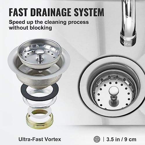 VEVOR Stainless Steel Prep & Utility Sink with Faucet and Legs, 21"x18" Single Bowl L5070