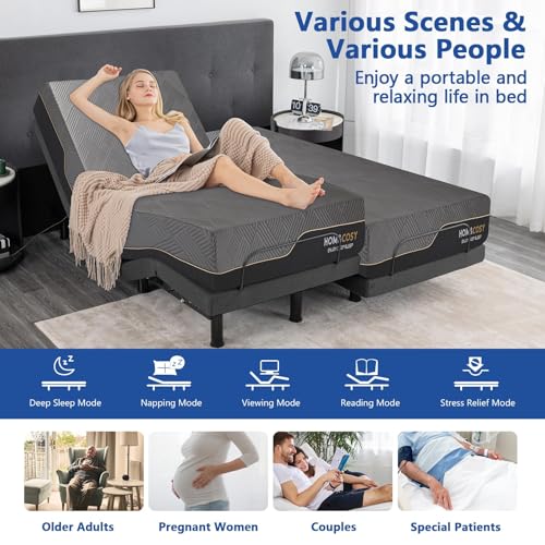 Split King Adjustable Bed Frame with Gel Memory Foam Mattress, Wireless Remote F95930