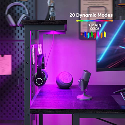 Bestier Gaming Desk with LED Lights, 51.3 Inch Computer Desk Q970