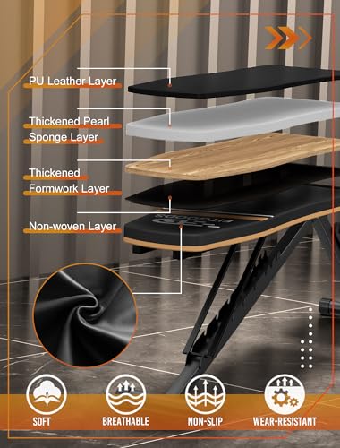 Foldable Weight Bench for Home Gym, 660 LBS Capacity Incline Decline O827