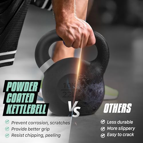 Yes4All Powder Coated Cast Iron Kettlebell Weight Set for Home Gym N15817