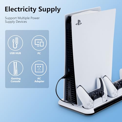 Allnice PS5 Slim Stand with Cooling Fan and Controller Charging Station D88296