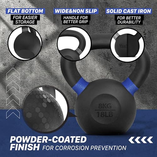 Yes4All Powder Coated Cast Iron Kettlebell Weight Set for Home Gym N15817
