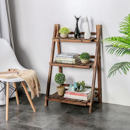 Yaheetech Folding Plant Stand Wooden 3-Tier Flower Pot Shelf Rack T945