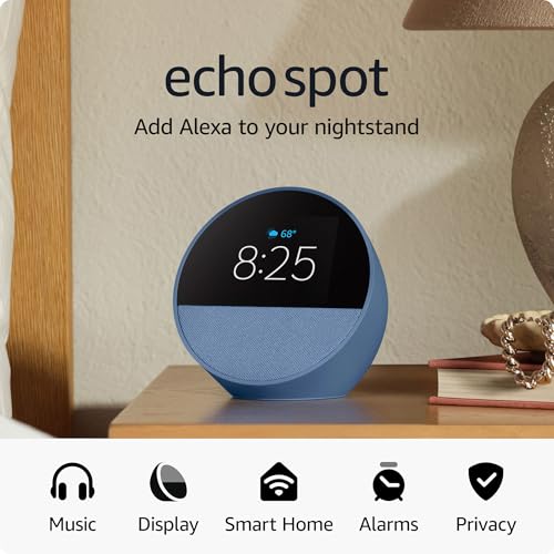 Amazon Echo Spot Smart Alarm Clock with Alexa, Black J64550
