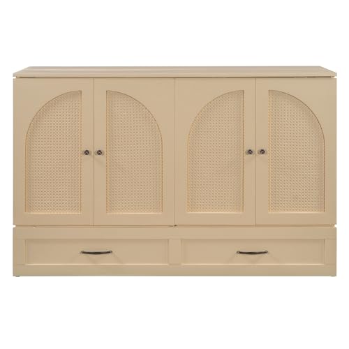 Harper & Bright Designs Queen Murphy Bed Cabinet with USB Charging Station, White D9669