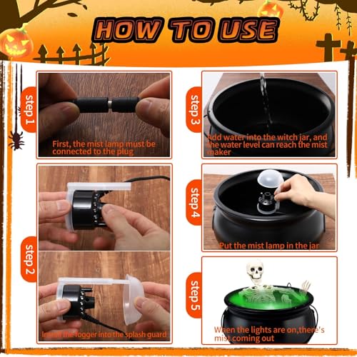 12" Large Witch Cauldron Diffuser with LED Light for Halloween Decor U58380