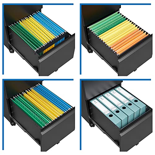 2 Drawer Vertical File Cabinet with Lock for Letter Size, Steel Office Storage Y50014
