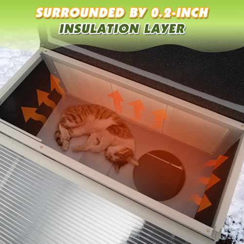Warm Wood Cat Shelter with Sunlight Roof for Outdoor Use J791