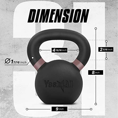 Yes4All Powder Coated Cast Iron Kettlebell Weight Set for Home Gym N15817