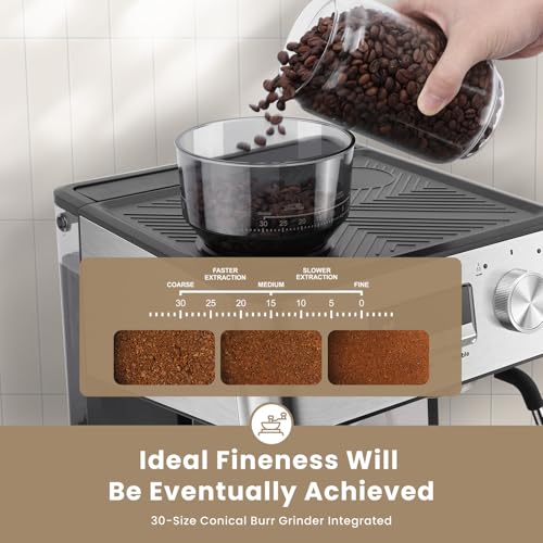 Gevi Espresso Machine with Grinder & Milk Frother, 20 Bar G45353
