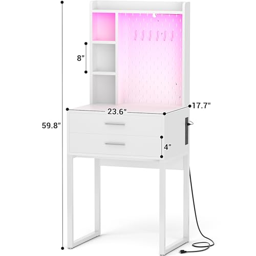 Black Vanity Desk with 4 Drawers and Charging Station O896
