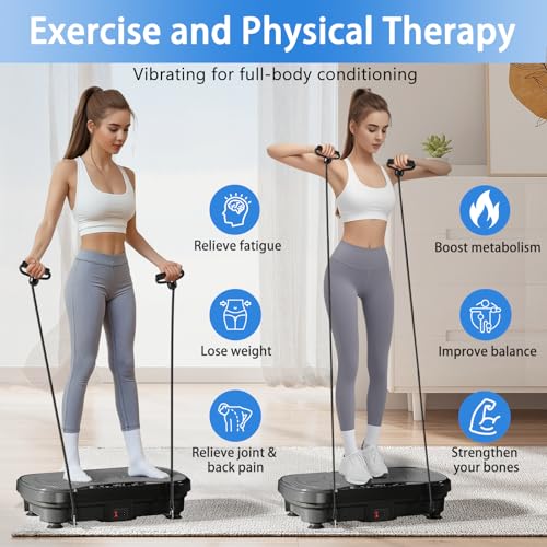 Vibration Plate Exercise Machine for Full Body Workout with Resistance Bands O9405