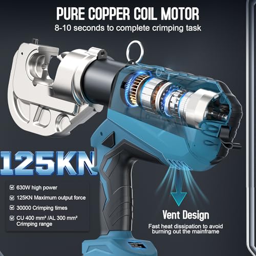 SWANSOFT Electric Hydraulic Cable Lug Crimping Tool 12Ton with 12 Dies F67528