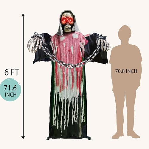 6 Ft Animated Grim Reaper Halloween Decorations with Sound G64114