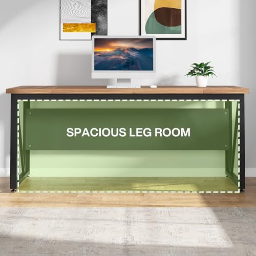 Tribesigns 63" Executive Desk with 47" Lateral File Cabinet, L-Shaped Computer Desk, Brown and Black N680173
