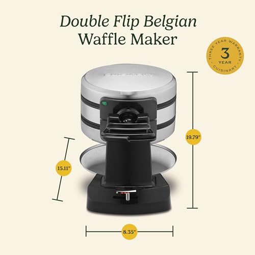 Cuisinart Double Flip Belgian Waffle Maker, Nonstick, Black/Stainless A506