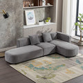 110.20" L Shape Curved Sofa with Extra Chaise Lounge, Modern Chenille Upholstery Deep Seat Sectional Couch, Minimalist Style Comfy Sofa&Couch with Pillows for Living Room Furniture Sets