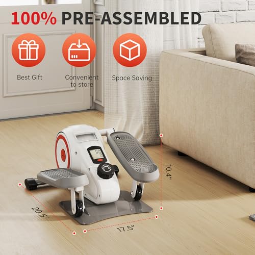 Under Desk Elliptical Machine, Electric Leg Exerciser for Seniors, 8 Resistance Levels A547