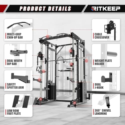 RitKeep PMAX 5600 Pro Smith Machine, All-in-One Home Gym with 2200lb Capacity and 320lb Weight Stack H2625