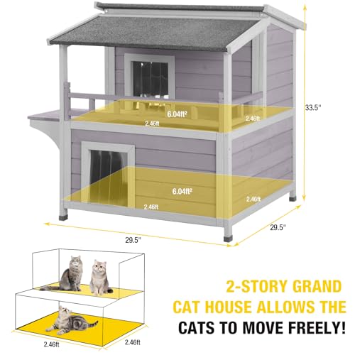 Aivituvin Cat House Indoor 2 Story Feral Cat Shelter for Winter Outdoor Large B645914