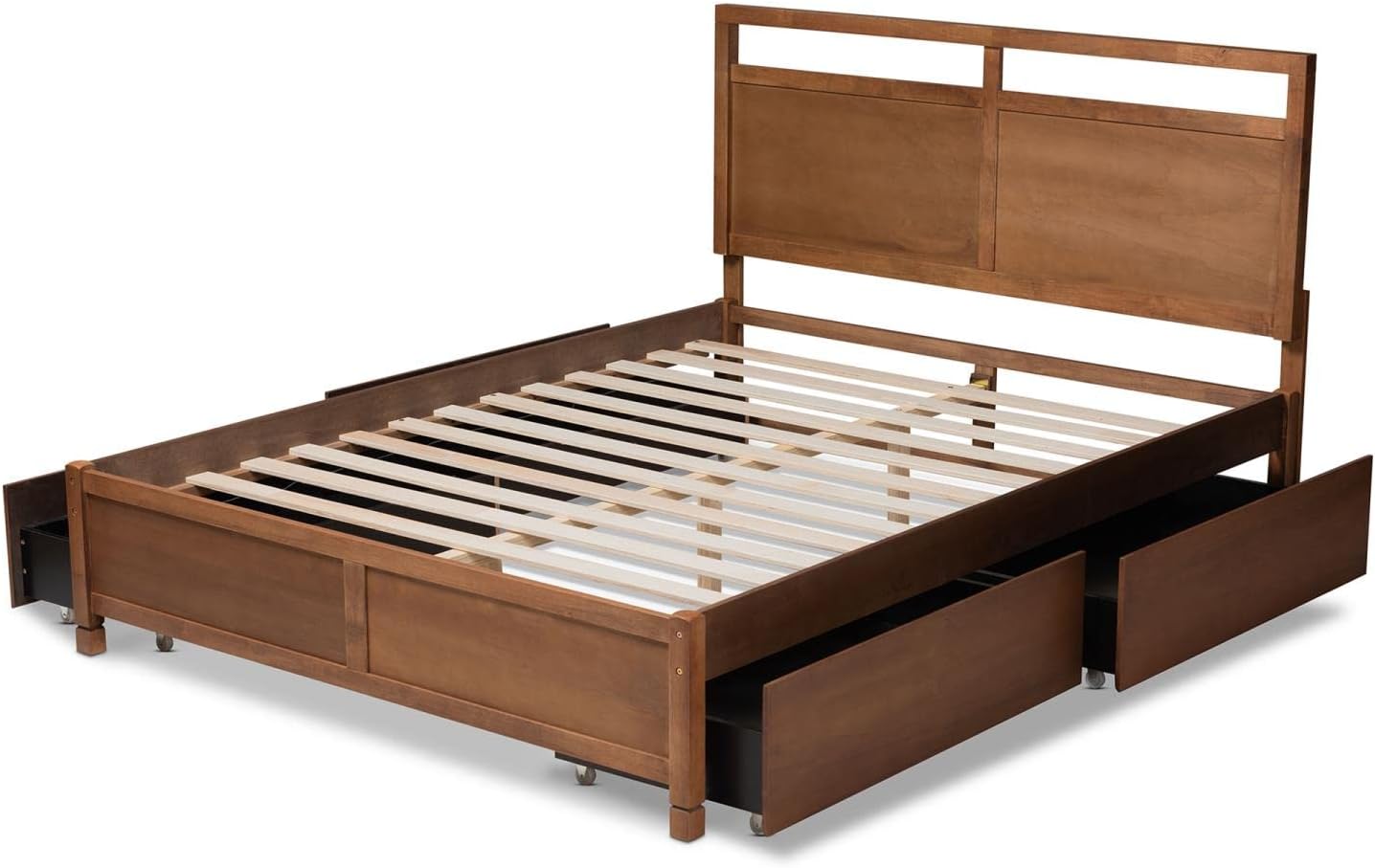 Baxton Studio Saffron Walnut Brown Wood Full Size 4-Drawer Platform Bed B6592