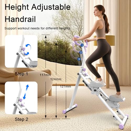 Folding Stair Stepper with Adjustable Handlebar for Home Full-Body Workout O7670