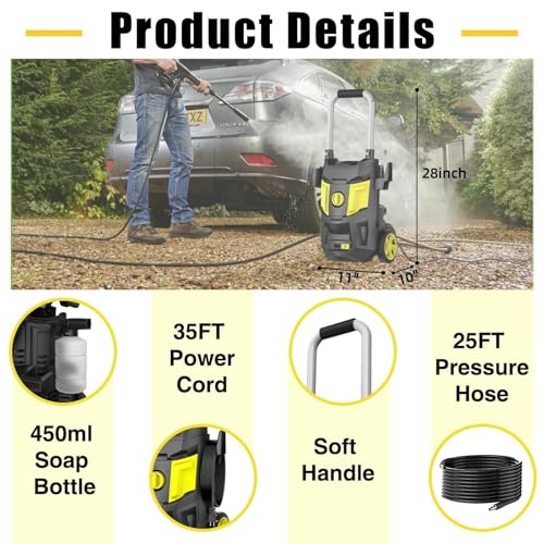 Electric Pressure Washer 4500 PSI 2.8 GPM with 35FT Cord and 4 Nozzles M92603