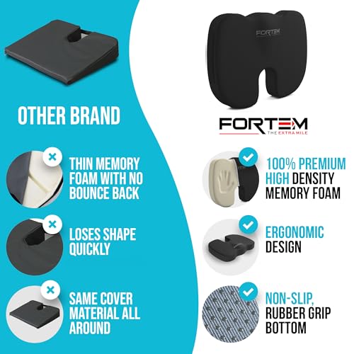 FORTEM Office Chair Cushion and Back Support, Memory Foam Lumbar Pillow, Non Slip, XL V440