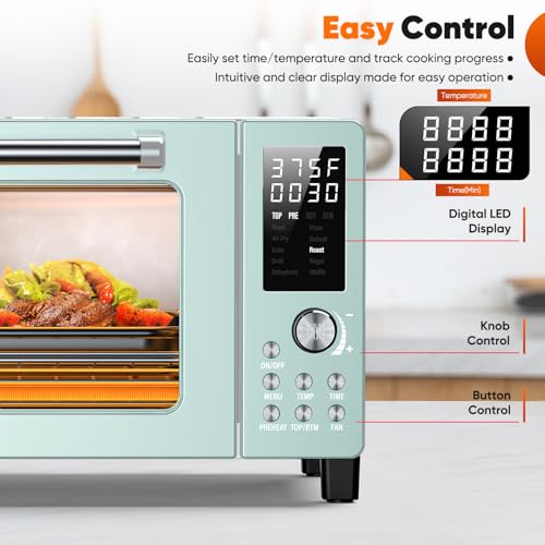 Nuwave Bravo Pro Smart 21QT Toaster Oven Air Fryer Combo, Convection Countertop, Mint Green B532672