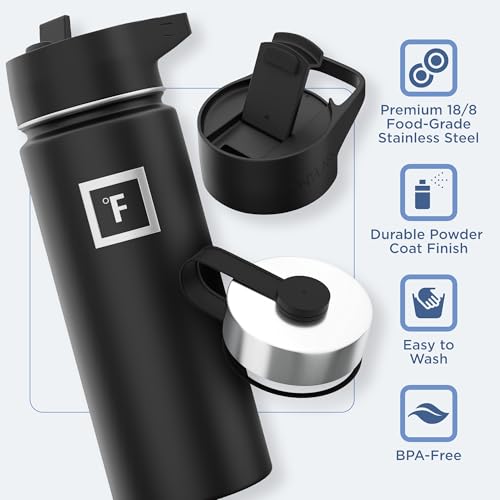 IRON °FLASK Stainless Steel Insulated Water Bottle with 3 Lids, 40 oz U19688