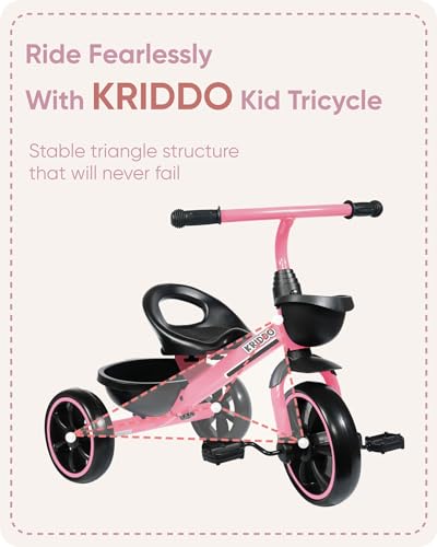KRIDDO Kids Tricycle for Toddlers Age 2-5 Years, Blue P72011