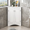 ANTSKU Corner Cabinet with Doors, Corner Bathroom Storage Cabinet with 2 Adjustable Shelves, Bathroom Floor Corner Cabinet for Kitchen, Bathroom, Living Room (White)
