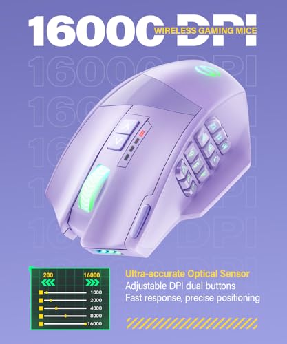 UtechSmart Venus Pro RGB Wireless MMO Gaming Mouse, 16000 DPI, 16 Programmable Buttons M66772