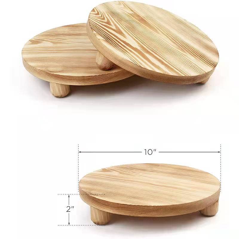 Wood Riser 2 Pack Round Wooden Pedestal Stand for Display G714