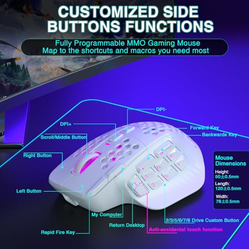 SM809 Pro Wireless MMO Gaming Mouse 24000 DPI Triple Connectivity RGB Black A4613