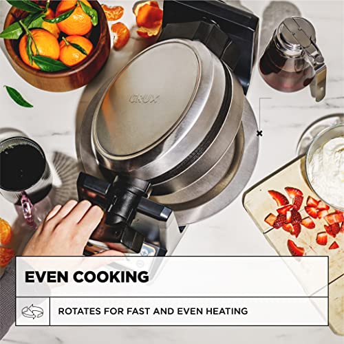 CRUX Double Rotating Belgian Waffle Maker, Nonstick Copper Plates, Stainless Steel R871