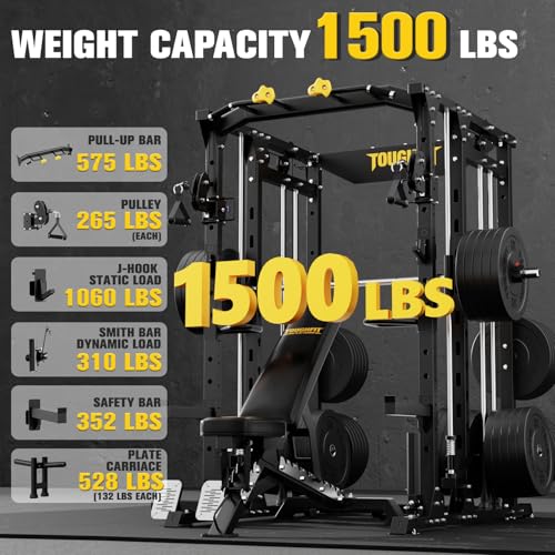F4 Smith Machine Power Cage with Adjustable Cable Crossover J835