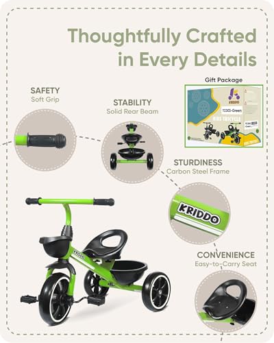 KRIDDO Kids Tricycle for Toddlers Age 2-5 Years, Blue P72011