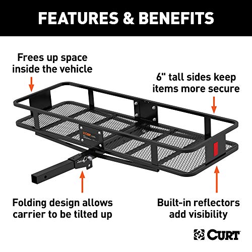 CURT 18152 60 x 24-Inch Hitch Cargo Carrier, 500 lbs Capacity, Black Steel W52353