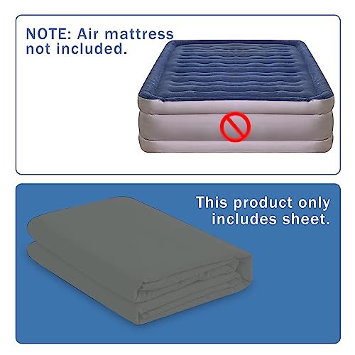 Bedecor Air Bed Sheets for Mattress Cover Removable Elastic Band Soft Breathable Twin XL Light Gray U508